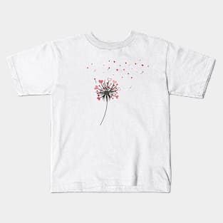 Dandelion with red retro hearts Kids T-Shirt